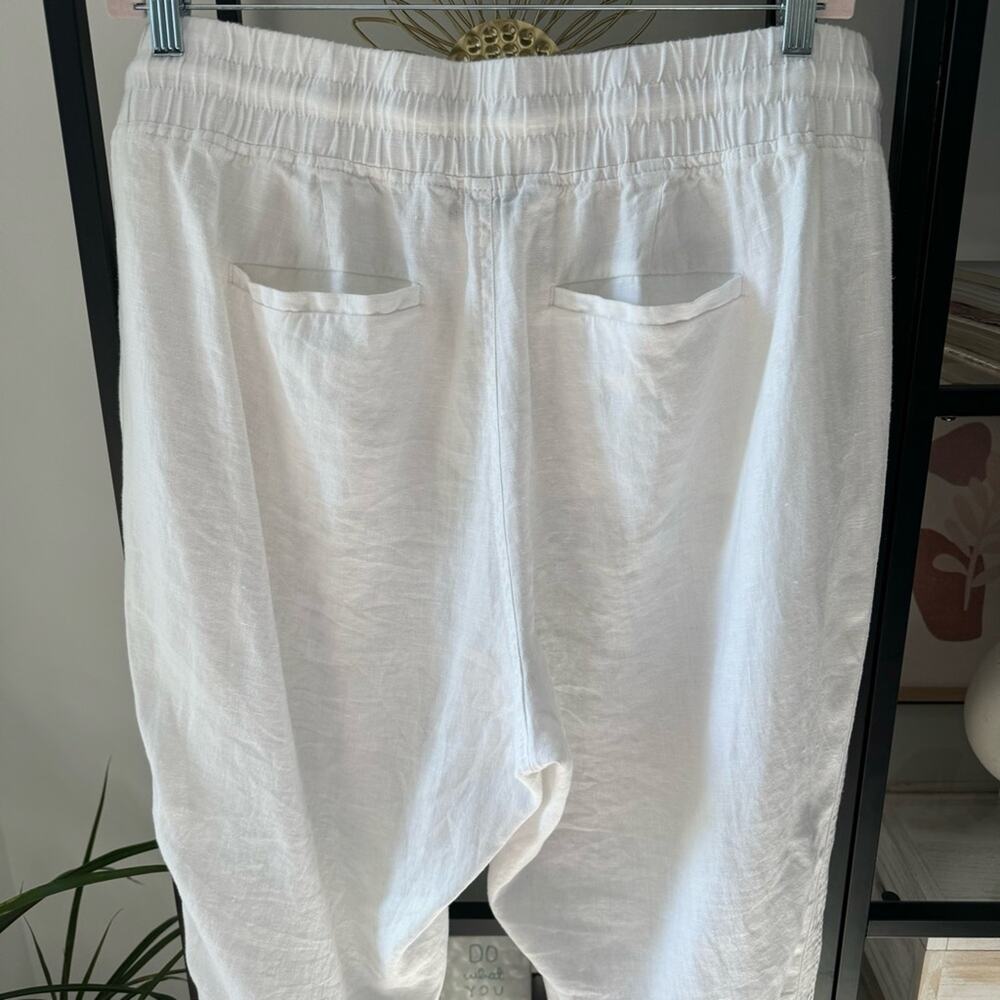 Athleta Cabo White 100% Linen High Rise Cropped Joggers Women’s Size 20 - Picture 8 of 15